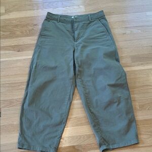 Everlane Wide Leg Pants in Olive Green